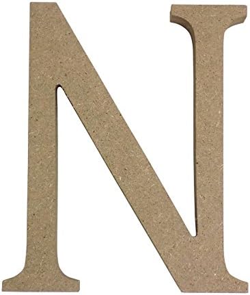 Beige Free Standing Letter N Upper Case Wooden MDF H13cm x W11cm x D2cm