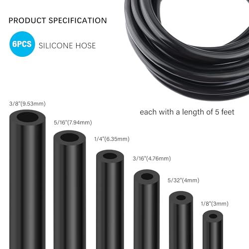 Multipurpose Vacuum Line Kit,6PCS 5Ft Vacuum Hose Automotive+64PCS Vacuum Line Connectors,Max 130PSI photo 12