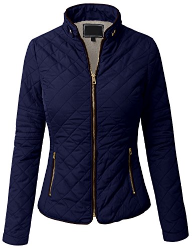 NE PEOPLE Womens Lightweight Wool Lined Quilted Zip Vest-NAVY-L
