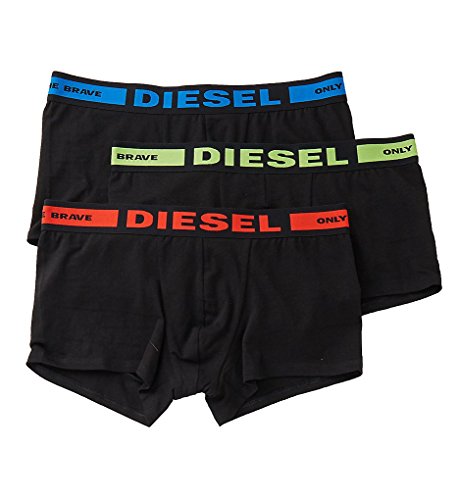 Diesel Men's Kory Three Pack Colored Waistband 3 Pack Trunk, Black, Large