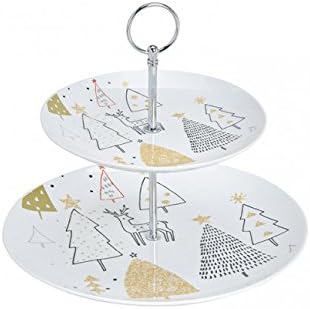 3 Tier Christmas Cake Stand With Gold Silver Christmas Trees 2 Material Porcelain Christmas Decorative Christmas Table Amazon Co Uk Health Personal Care