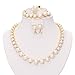MOOCHI 18K Gold Plated White Man-made Pearls Chain Jewelry Set