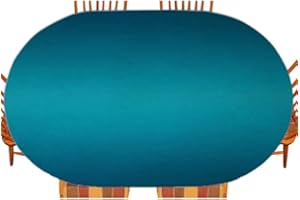 ESFVRG Ombre Oval Table Cloth, Indoor Dining and Outdoor Patio Festival Use, Fits 42" x 60" Table, Petrol Blue