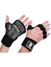RIMSports Guantes de levantamiento de pesas para hombres y mujeres   Guantes de mano con muñequeras de neopreno   Guantes de entrenamiento con palma de goma antideslizante   Guantes de gimnasio para levantar, remo y entrenamiento en cruz