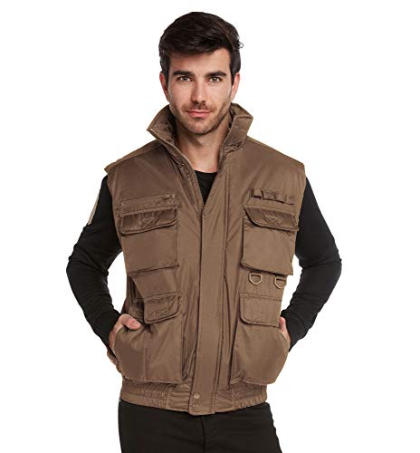 9 Crowns Men's Fishing Hunting Tactical Vest Essentials-Camel-Large