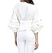 AOMEI Women Spring Summer Blouses with Puff Sleeve Sashes Shirts Tops