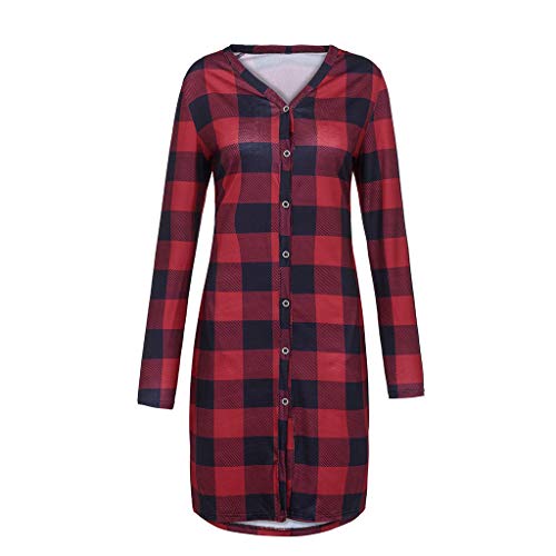 GOVOW Womens Casual Lapel Open Front Plaid Vest Open Front Long Sleeve Knit Cardigan Coat Pockets - Thumbnail 3