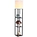 Brightech – Maxwell USB Shelf Floor Lamp – Mood Lighting for your Living Room and Bedroom – Shade Diffused Light Source with Open-Box Shelves – Classic Black