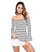 Zeagoo Women's Striped Off-the-shoulder Casual Shirt Tops
