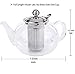 BONABICI Glass Teapot Stovetop & Microwave Safe with Removable Stainless Steel Infuser and Flip Top Lid, includes an Infuser Saucer. 40 oz (4-5 cups) with 3 ORGANIC Loose Leaf Herbal Tea Samplers