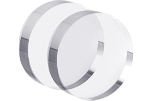 CiaoHER 1in Thickness 4in Diameter Acrylic Disc Display Block Clear Polished Round Pedestal Stand Riser 4" x 4" x 1", 2 Pack