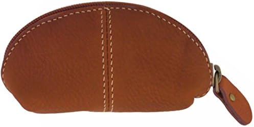 Leather Coin Purse - Change Wallet Key Holder Case Small Zip Bag For Men And Women (Brown)