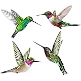 4 x Hummingbird Window Clings for Glass Safety on Doors, Windows and Glass Panels - Window Decals to Prevent Bird Strikes on Glass. Reusable Vinyl Static Cling Window Stickers. Made in America.