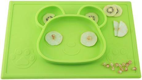 Eoozon Panda Silicone Baby Placemat Plate, BPA Free, One Piece (Green)