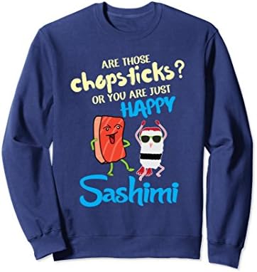Unisex Funny Sashimi Sushi Chopsticks Sweatshirt 2XL Navy