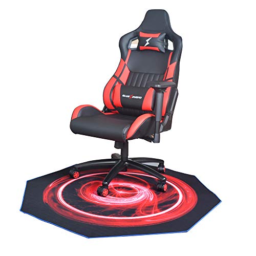 Homek Gaming Chair Floor Mat, 47" x 47" Office Computer Chair Mat | Heavy Duty Floor Protector with Non-Slip Backing, Noise Cancelling for Carpeted Hardwood Floor - Cool Red Lightning