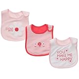 Carter's Baby Girls' 3-Pack Teething Bibs - Light Pink/Poppy - One Size