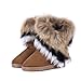 women winter warm high long snow Ankle boots faux fox rabbit fur tassel shoes