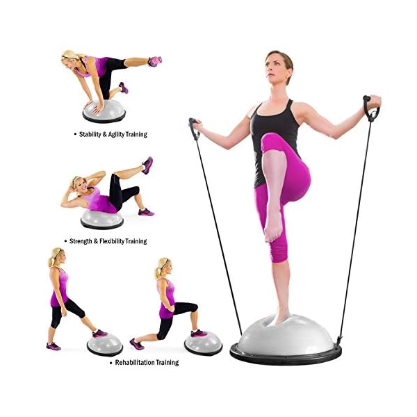 Sportneer Balance Ball Balance Board with Resistance Bands, Balance Trainer Bonus Pump for Yoga Fitness, Stability Workout, Strength Exercise, Physical Therapy & Gym