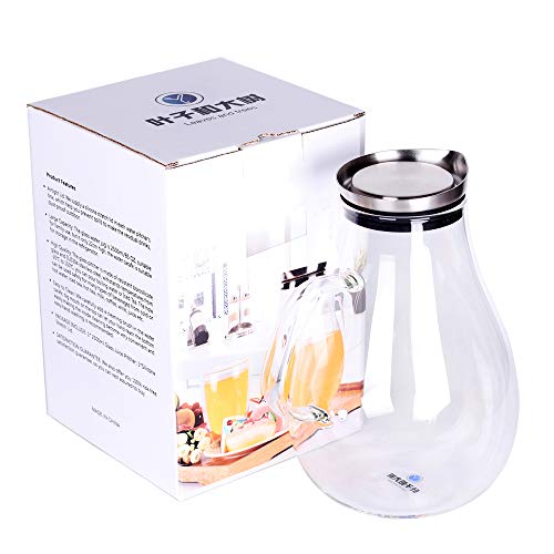 2.5 Liter Glass Pitcher with Lid, 3/5 Gallon Ice Tea Pitchers, 2.6