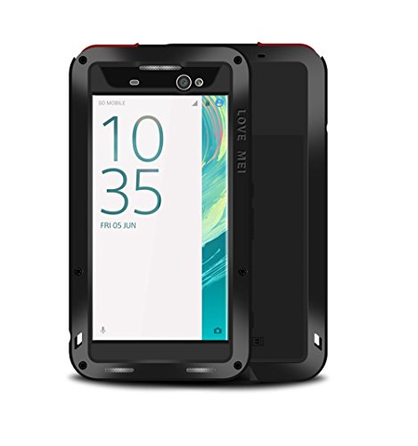 Love Mei SONY Xperia XA Ultra Case Metal Extreme Aluminum Military Heavy Duty Shockproof Water Resistant Dust/Dirt/Snow Proof Gorilla Glass Protection Case Cover for SONY Xperia XA Ultra (Black)