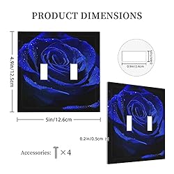 Blue Rose Flower 2 Gang Double Toggle Light Switch