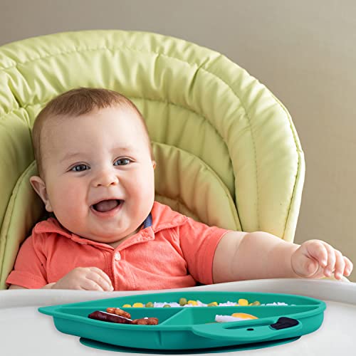 Silicone Toddler Plates,Suction Plates for Baby Divided Grip Dish for Kids Self Feeding Training