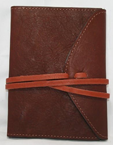 Personalized Leather Companion Journal with Wraparound Strap to Close, Brown 4" X 6" with Lined Paper Filler (Refillable Paper) Handcrafted in USA