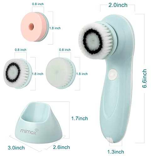 Mimax Facial Cleansing Brush Electric Rechargeable Waterproof Brushing Kits 2 speeds For Skin Cleansing Exfoliating ,Facial Brush Benefits with 3 Brush Heads, Blackhead Remover. - Thumbnail 6