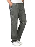 OCHENTA Men's Elastic Waist Relaxed Straight Leg Baggy Pull On Cargo Pants