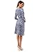 PattyBoutik Women Faux Wrap A Line Dress (Navy Blue and White10 Small)