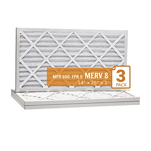 Lamons 14"x25"x1" Xtreme Plus Air Guard Pleat Furnace Filter MERV 8 (3 Pack)