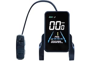 Srutueo 1 PCS Electric Bike Display Plastic+Metal 36V-72V Waterproof LCD Display NC-81F Electric Bike Panel Dashboard,Waterproof Connector, Black