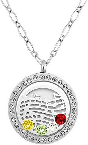LuckyJewelry 30mm Round Magnetic Closure Floating Living Memory Locket Pendant Necklace,All Charms &amp; Chain Include (Musical Symbol)