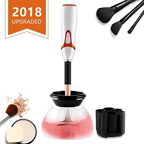 Makeup Brushes Cleaner Machine - Professional Electric Rotating Spinner dryer - Quick Cleaning Drying in seconds - Automatic Portable Device - Wash Kit Tool suit all size - White