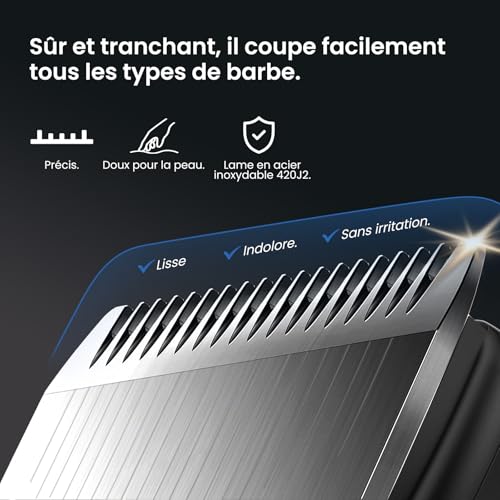 Maxgroom 6-in-1 Men's Electric Beard Trimmer with Organised Storage Base, Dual Charging Mode (Base & USB-C), Removable Magnetic Head, IPX6 Dry/Wet, Battery Life 120 Mins (Black)