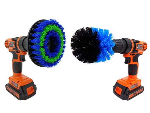 Medium Scrubbing Brush Drill Attachment Set: Beast Brush Spin Power Scrubber for Fast and Easy Cleaning for All Surfaces, Medium Bristles for Bathroom Shower and Tub, Kitchen Tiles, Carpet, Cars