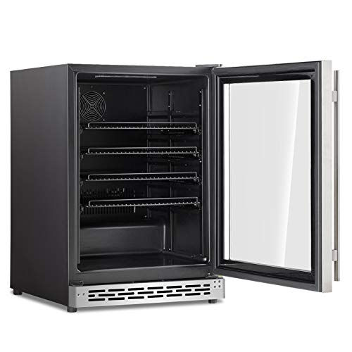Advanics 24 Inch Beverage Cooler & Refrigerator with Glass Door, Auto