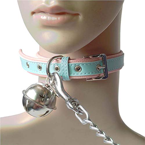 SM Collar Sex with Traction Rope Dog Slave Alternative Sex Toys, Sexual Tool Tuning with Big Bell Bondage Fetish Sex Toys for Female, PU Leather Erotic Sex Products,Picture