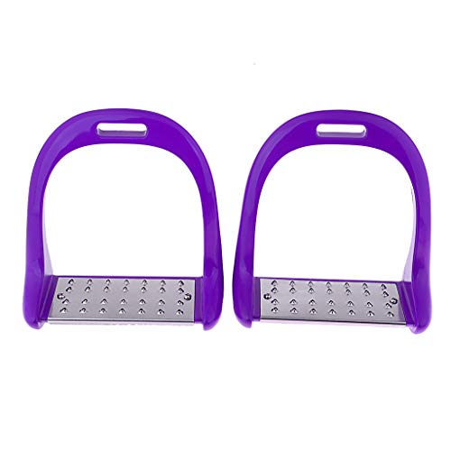 Baosity 1Pair Horse Saddle English Stirrups Horse Riding - 4 Color - Purple
