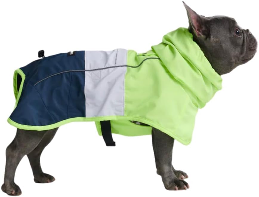 Spark Paws Dog Raincoat, Waterproof Coat Rain Jacket for Small Medium Large Dogs, Reflective Breathable Full-Body Coverage - Neon White Navy Blue, XL