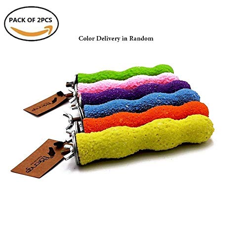 Borange Bird Perch Parrot Stand Parakeet Natural Wood Rough Sand Perches Grinding Nail for Small and Medium Cockatoo Cockatiels Conure Bugie Cage Accessories (2pcs 14cm/5.5inch(Lotus Root))