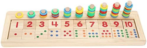 Alxcio Number Cards Counting toys Match Numbers Calculation Learning Tool Math Educational Toy Wooden Stacking Rings Educational Toys Sets for Kids Children
