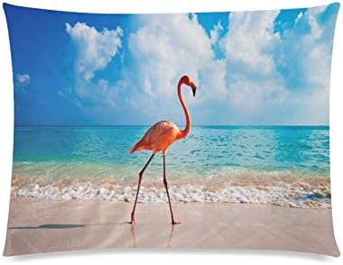 Pink Flamingos on the Beach Rectangle Sofa Home Decorative Throw Pillow Case Cushion Cover Cotton Polyester Twin Side Printing 20 x 26 inches