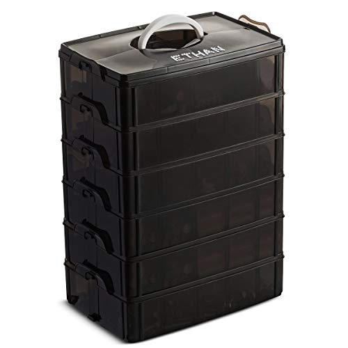 LifeSmart Stackable Storage Container Black 60 Adjustable Compartments