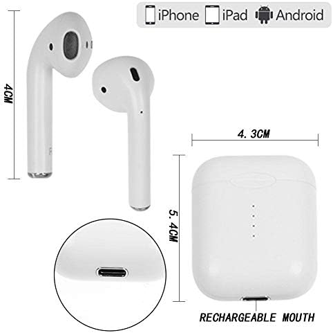 i10-TWS Bluetooth Wireless Headset Twin Earbuds w Charger Box, Auto-Pairing,