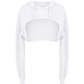 BEJONS Women Long Sleeve Cropped Super Crop Top Hoodies Sweatshirt Aesthetic Punk Hip Hop Dance Sexy Rave Cloth