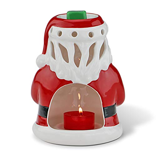 STAR MOON Ceramic Tealight Candle Holder Essential Oil Burner Aromatherapy Wax Candle Tart Burner Warmer Diffuser Aroma Candle Warmers Porcelain Decoration for Living Room Bedroom Smiling Santa Claus