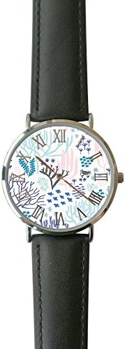 SINGDADFF Women's Botanical Ocean Coral Casual Watch Fashion Leather Analog Wrist Watches