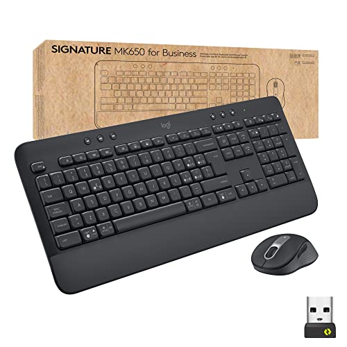Logitech Signature MK650 Combo for Business, mouse e tastiera senza fili, Logi Bolt, Bluetooth, SmartWheel, certificato a livello globale, Windows/Mac/Chrome/Linux, ITA QWERTY - Nero